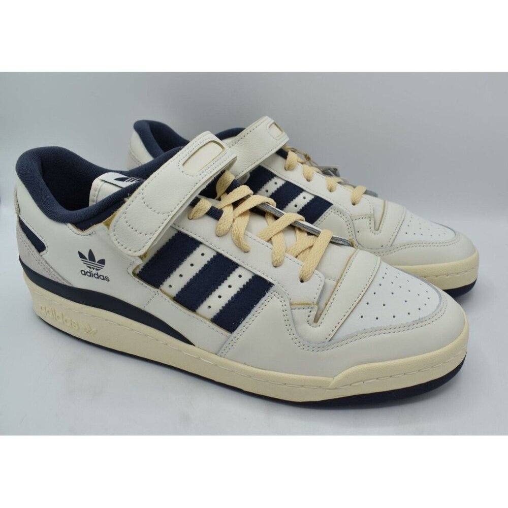 Adidas Mens Size 13 Forum 84 Low Off White Navy Blue Court Shoes Sneakers